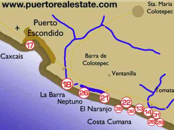 Puerto Escondido Map Oaxaca Mexico Maps 9035